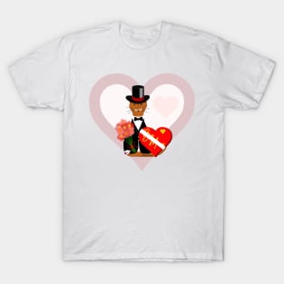 Oliver’s Valentines Date With Heart Background T-Shirt